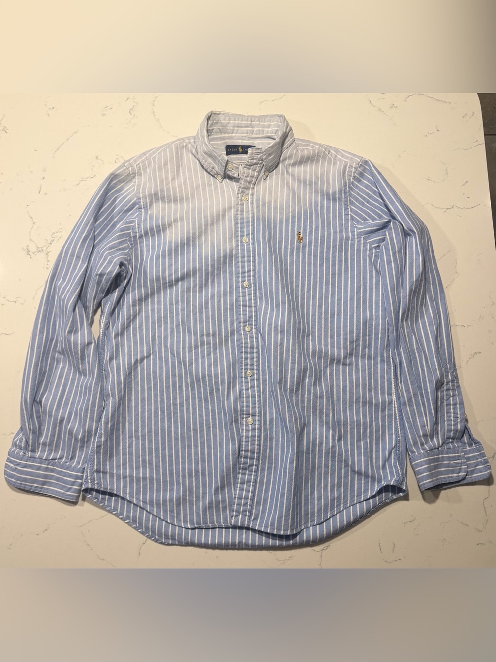 Ralph Lauren Ombré Light Blue & White Striped Button-Down Shirt